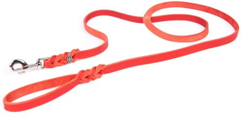 CopcoPet - Hundeleine Rot 1,5 m x 8 mm aus hochwertigem Rindsleder - Weiche Fettlederleine mit Chrom Karabiner - Geflochtene Führleine für Hunde - Hunde Zubehör 100% Handmade in Germany