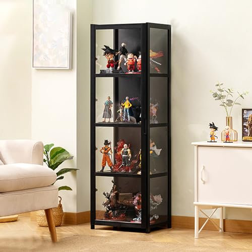 JSDMBD Acryl Display Riser Regal für Pops-Figuren, klarer großer 4/5-Stufen-Display-Ständer Eckvitrine Glasvitrine Standvitrine Acryl Vitrine Doppeltüren mit Großer Kapazität Sammlervitrine Schwarz