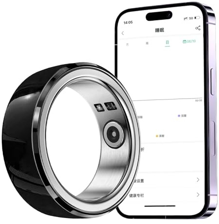 PEIXEN Heart Rate Monitor, Wearable Smart Ring, Fitness Tracker, Multi-function Sleep Detector, Lightweight Health Monitor, Pedometer, Ip68 Water Resistant 7 black