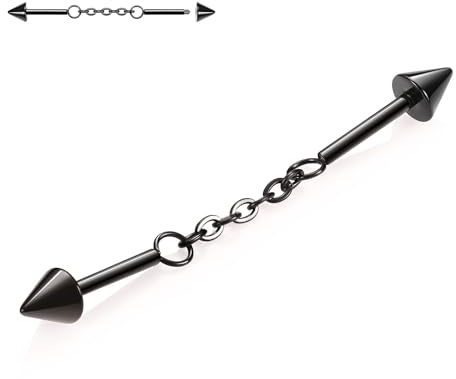 hengkaixuan 14G Industrial Piercing Schmuck Chirurgenstahl Industrial Barbell 38mm lange Gerüststange Industrial Bar mit CZ gepflastertem Knorpelohrring Helix Barbell für Damen Herren