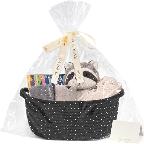 CHICVITA Schwarzer Korb leerer Geschenkkorb, kleiner gewebter Korb zum Organisieren, Seilkorb zur Aufbewahrung, dekorativer Korb für Hunde, Katzen, niedlicher Korb für Regale, 30,5 x 20,3 x 12,7 cm
