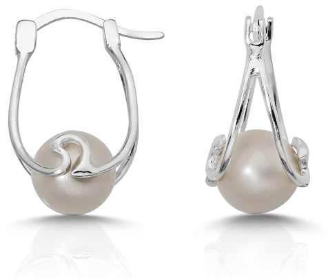 Cassini | Damenohrringe mit weißer Perle, Ohrringe aus 925 Sterling Silber, Perlenohrringe hochglanzpoliert 3CSP