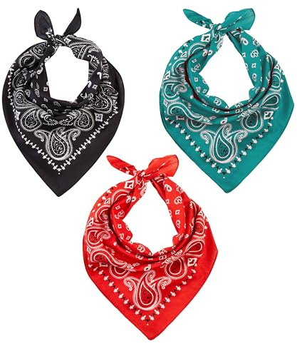 Bandana for Man & Woman - Black,Teal & Red Set of 3 Hair Sport Headband