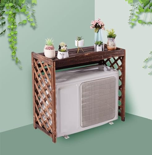 Klimaanlage Abdeckung aus Holz Zaun-Klimaanlagen-Rack Verkleidung Für Außengeräte Draußen Blumenständer Schutzgitter für Klimaanlagen und Wärmepumpen, Schutz vor Regen und Hagel ( Größe : 105x47x80cm
