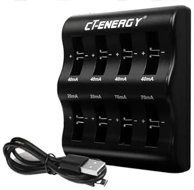 BenjiPower - Chargeur de Piles Plates/Boutons Universel à 8 emplacements (LIR2032, LIR2025, LIR2016, LIR1632, LIR1620, LIR2477, LIR2430, LIR2440, LIR2450, LIR2466)