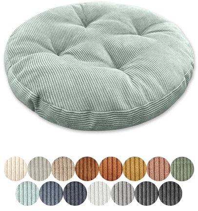 Lsjoaw Cojín redondo de 35 cm de grosor, 6 cm, 1 unidad, cojín de suelo, redondo, cojín para silla, para salón, oficina, sala de conferencias, tela de pana (verde menta)