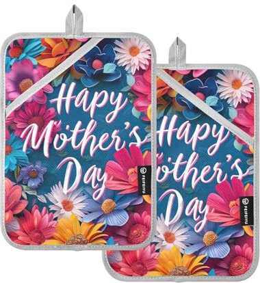 Set di presine colorate per festa della mamma, 2 pezzi, presina, sottopentola, tappetino