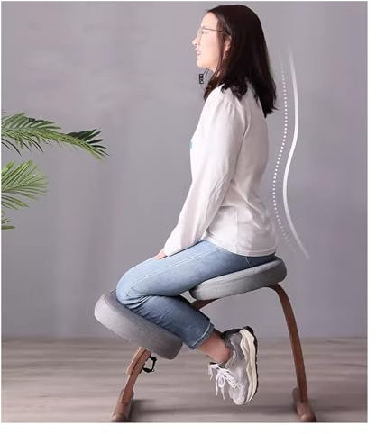 Schreibtisch-Kniestühle, Stuhl mit aufrechter Haltung, ergonomischer Kniestuhl – robuster Bürostuhl mit gekreuzten Beinen für das Büro, Zuhause, Meditationsraum – Hocker für, Grau 1, Einheitsgröße