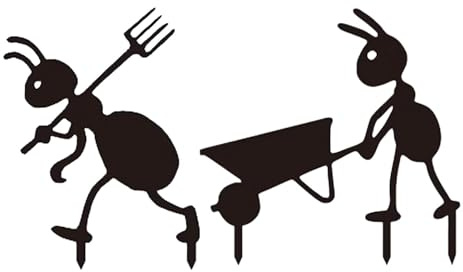 Lot de 2 piquets de décoration de jardin, piquets décoratifs en métal, piquets de décoration de paysage, piquets de fourmis pour jardin, ferme, cour, pelouse