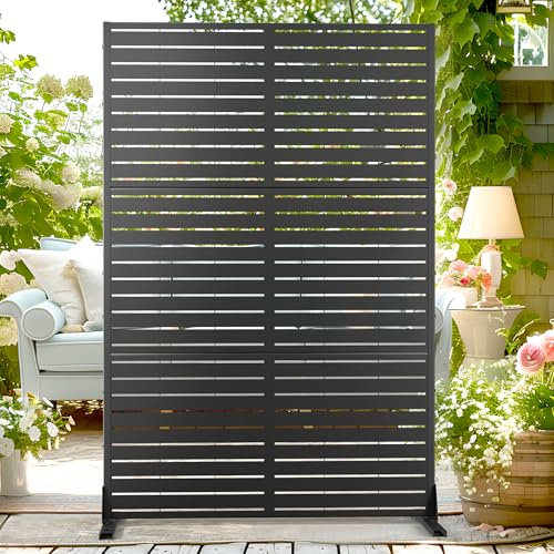 72 H×47 W Metal Outdoor Privacy Screen Outdoor Freestanding Screen Panels for Patio Lawn Deck, Decorative Privacy Fence(Consists of 3 Panels)