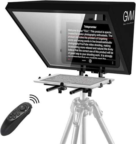 GVM 18 Teleprompter for Phone ipad Tablet DSLR Camera, Solid Aluminum Alloy Teleprompters Kit with Remote Control & App, Ultra HD Wide-Angle Lens for iOS/Android/Online Teaching Live Streaming