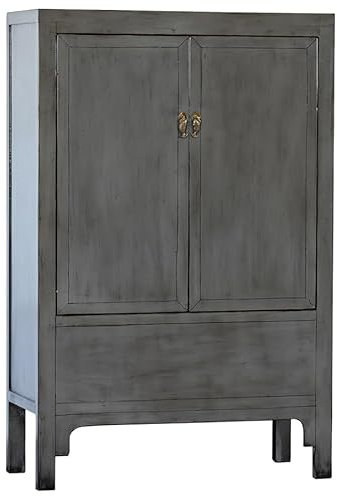 Colours of the Orient – Chinesisches Ming Schrank Grau – Steingrau – Orientalischer Schrank – Chinesischer Schrank – Burnt Altgrau – Handgefertigt in China