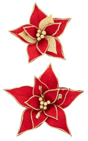 BRIGHTFUFU Weihnachtsblumen 2 Stück Weihnachten Dekorative Künstliche Blumen Leicht Festliche Heimdekoration