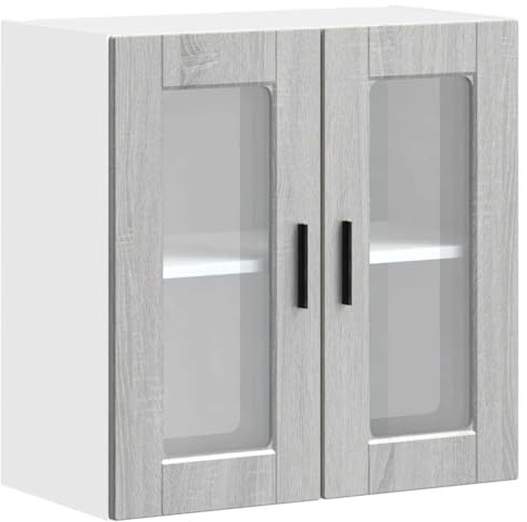 vidaXL Küchen-Hängeschrank mit Glastür Porto Grau Sonoma