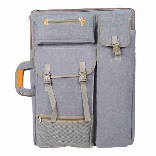 BSTCAR Skizze Carry Rucksack Kunst Portfolio Tasche Künstler Tragen Aufbewahrungstasche Leinwand Umhängetasche für Kunstwerk Skizze Zeichnung (Grau)
