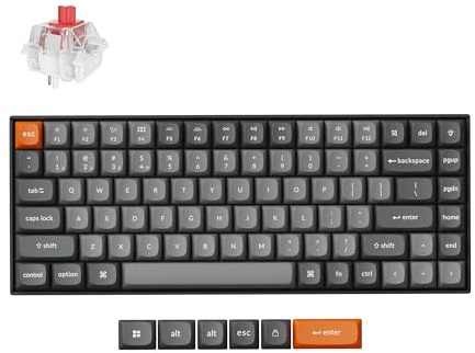 Keychron K2 MAX Tastiera meccanica wireless, 2,4 GHz/Bluetooth/USB-C, LED Bianco, QMK/VIA, Macro programmabili, PBT Keycaps, Per Mac Windows, Super Red Switch