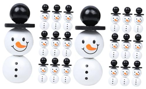 VILLCASE 2 Sätze Schneemann-Dekorationen Schneemann Weihnachtsschmuck eisig Schneeflocken-Ornamente weihnachtsbasteln weihnachts basteln Schneemannperle zum Basteln Schneemann-Perle Holz