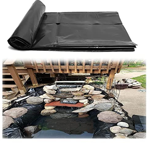 HDPE Teichfolie, wasserdicht, Koi-Fischteichverkleidung für Gartenlandschaft, flexible PVC-Membran für Wasserfall, Bachlauf und Brunnen, schwarz, 11 x 15 m