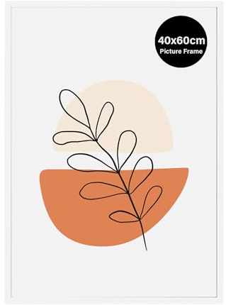 KAIWIN Bilderrahmen 40x60 cm, Weiß Rahmen 40x60, Holz Fotorahmen zum Aufhängen, Posterrahmen Benutzt für Fotos, Bilder, Poster, Puzzles
