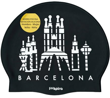 IMSPIRA Gorro Natacion Silicona Adulto Nino Barcelona mediterraneo Gorro Piscina Hombre Divertido Gorra Natacion Mujer Original Ciudad condal Entrenamiento intensivo Deporte acuatico Piscina