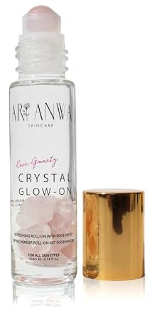 ARI ANWA Skincare® - GLOW ON | Rosenwasser Roll-On mit kühlender Rosenquarzkugel und Rosenquarz-Steinchen | Gesichtswasser zur Erfrischung | Gegen Augenringe, Pickel, Unreinheiten