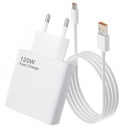 120W USB-C laddare, Turbo Hyper Charge Snabbladdare med 6A USB-C-kabel (1m) Kompatibel med Xiaomi Xiaomi 15 14T 13T 13 Ultra 12T 11T Pro, Redmi Note K70, K60, K50, 12,11, Black Shark 3,4,5
