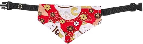 Hemobllo Pet Bandana Triangulär Scarf med Fortune Cat-mönster Lättviktig Hundhalsduk för Små Hundar Tvättbar och Snabbtorkande för Fester och Fotografering
