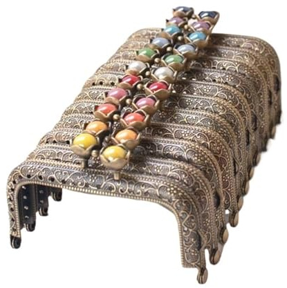 AMENGJ Clutch per Borse Uncinetto 5 Pezzi da 8, cm Quadrati con Perline di Loto, Chiusura a Bacio in Metallo for Borsa, Accessori Fai Te for Portafoglio(Mix 5 Colors)