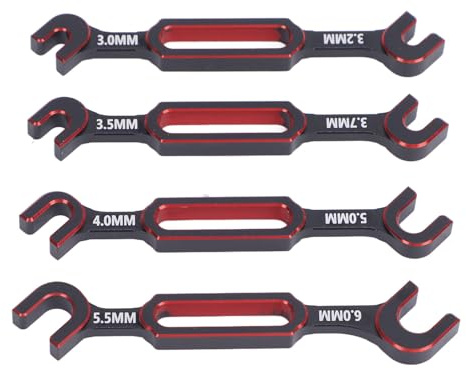 RiToEasysports RC Tools, 4PCS RC Wrench Set Turnbuckle Nut Ball Joint Remover 3.0 3.2 3.5 3.7 4.0 5.0 5.5 6.0mm Aluminum Alloy Repair Tool for Remote Control Cars Drones Crawlers (Red)