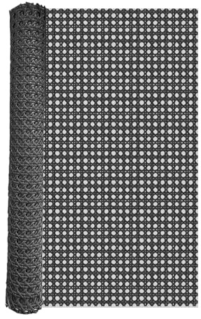 ALLINKIT Wiener Geflecht 50x100cm Schwarz - Rattan Meterware, Flexible Kunststoff Rattan Geflecht für Möbelrenovierung & Dekoration