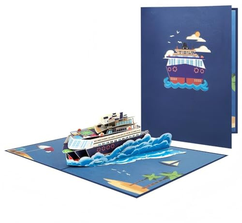 3D-pop-up-kort, gratulationskort med kryssningsfartyg, nautiskt födelsedagskort, grattis på födelsedagen, fars dag, gratulationer, jubileum, olika festivaler, vikbart kort med kuvert (kryssningsfartyg