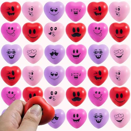 18 Stück Valentinstag Herz Form Stress Ball, Valentine 5cm Herz Squeeze Ball Spielzeug Austausch Geschenk für Kinder Erwachsener, Stress Relief Party Gunsten, Holiday Belohnung Preise (Herz-5cm, 18)