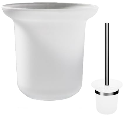 Klobürstenhalter, Toilettenbürstenhalter aus Glas Toilettenbürsten-Basisbecher, WC-Bürstenbecher Badezimmerzubehör, WC Bürste Ersatzhalter Milchglas Toilettenbürstenschale Ohne Bohren(Nur die Tasse)