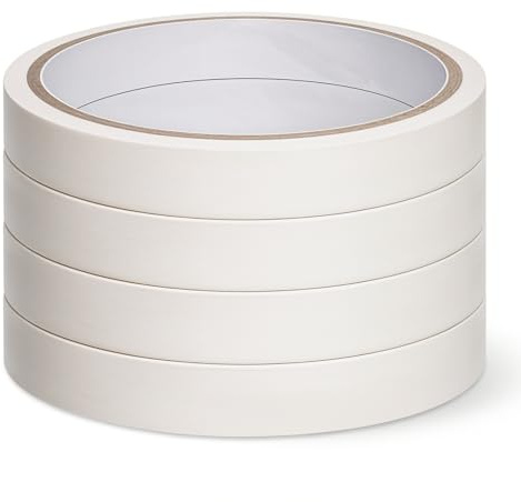 4 Stück Masking Tape, Abklebeband Maler, Weißes Washi Tape,1.2 Cm X 10 M Selbstklebendes Dekoratives MaskingTape für Bastelarbeiten, Journale, Scrapbooks, Planer, Aquarellpapier Und DIY-Projekte
