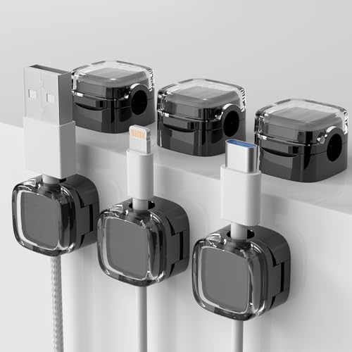 Magnetische Kabelhalter Kabelclips 10 Stück – Selbstklebender Kabel Organizer für Schreibtisch & Nachttisch – USB, USB-C, Lightning, HDMI & Audiokabel (Schwarz)