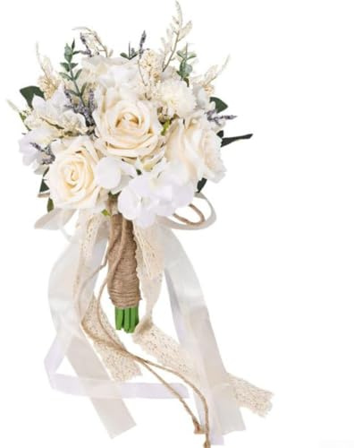 Elegant konstgjord rosbukett för bröllopsreceptioner, för premium silkesblommor för gör-det-själv bruddekor, långvarig bordsuppsats, ren vit