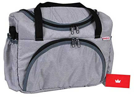 BABYLUX Wickeltasche Kinderwagentasche mit Wickelunterlage für Windeln Flaschen für Kinderwagen (53. Grau hell)
