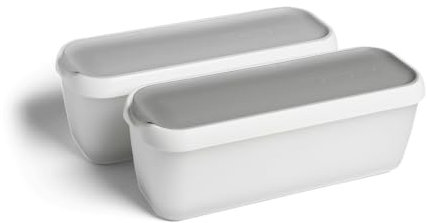 SPRINGLANE Lot de 2 Récipients à Glace 1L - Conservation et Congélation, Sans BPA, Qualité Alimentaire (Gris, 2 Pièces Rectangulaires)
