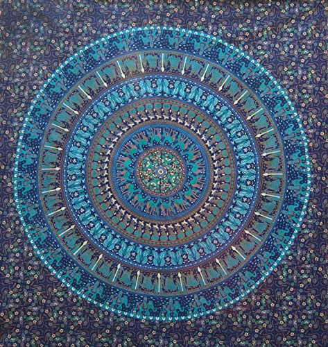 FUTURE HANDMADE Groß Wandteppiche Indischer Hippie Bohemian Psychedelic Pfau Mandala Wandbehang Bettwäsche Tapisserie