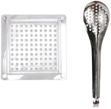 DUEBEL Scatola per caviale, kit gastronomia molecolare | Dispenser per salsa di uova con cucchiaio per colino