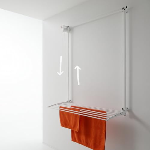 Foxydry Wall, Wand Wandständer, vertikaler Wäscheständer, höhenverstellbar in Aluminium und Stahl (Weiß, 80)
