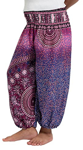 TENMET Little Girls Yoga Trousers Bohemian Beach Pants Baggy Harem Activewear for Girls Age 3-10 Purple