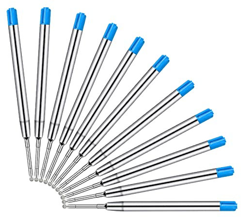Vesaneae 10 x Kugelschreiberminen G2-Format, Austauschbare Kugelschreiber Minen, Metall Kuliminen Blau, Kugelschreibermine, Internationale Standard Großraummine (Blau)