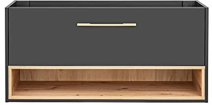 Lomadox Waschtischunterschrank 120 cm in anthrazit mit Artisan Eiche Nb., B/H/T: ca. 120/57/46 cm