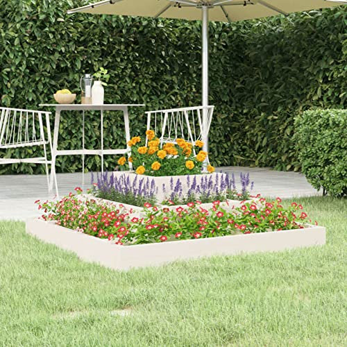 Lechnical Vegetables Raised Beds,Vegetable Planter,Raised Garden Kits,Planter White 80x80x27 cm Solid Wood Pine