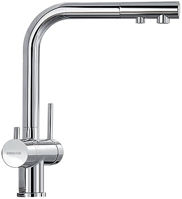 XJTNLB 3 Wege Wasserhahn Küche für Wasserfilter Chrom Armatur Küche Ausziehbar Doppelter Ausguss 3 in 1 Mischbatterie Küche für Wasserfilter