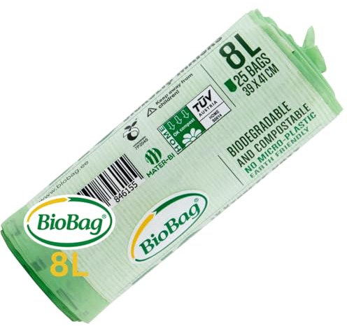 SAC À ORDURES BIODÉGRADABLE BIOBAG 8L 25PCS