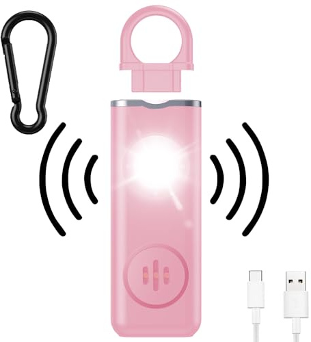 mizikuu Alarme personnelle 130 dB alarme de poche alarme de sécurité personnelle avec lumière LED alarme pour autodéfense porte-clés rechargeable approuvé alarme pour personnes âgées, enfants, femmes