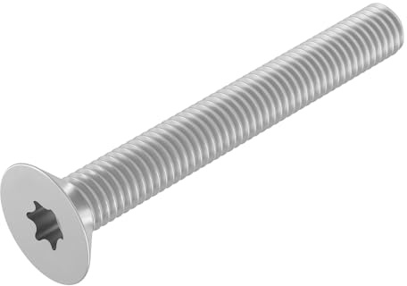 SECCARO Senkschraube M6 x 50 mm, Edelstahl V2A VA A2, ISO 14581, Innensechsrund (TX), Vollgewinde, 20 Stück