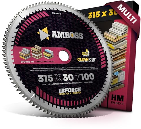AMBOSS lame scie circulaire 315x30mm (multi) - lame de scie 315 avec 100 dents - lame scie circulaire Ø 315mm - compatible Atika: HT 315 Bernardo: TK 315 F JET: JTS-315SP Güde:GTKS 2200.GTKS315